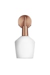 Sleek Opal Glass Schoolhouse Wall Light, 5.5 Inch, White, Copper Holder