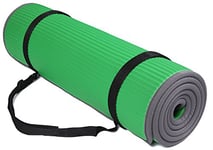 BalanceFrom Tapis de yoga multi-usages extra épais haute densité antidérapant avec sangle de transport Vert 10 mm