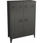 Casier de bureau armoire meuble de rangement pour bureau atelier chambre acier de bureau métallique à 2 portes 110 x 75 x 33 cm noir mat