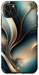 Coque pour iPhone 11 Pro Max Golden Breeze – Motif abstrait bleu sarcelle et doré