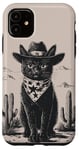 Coque pour iPhone 11 Chat noir dans des bottes de cowboy