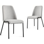 JESS - Lot de 2 chaises contemporaines en tissu bouclette gris