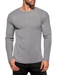 Ekouaer Haut Thermique Homme Manches Longues sous-Vêtements Automne-Hiver Chaud Gris Clair M