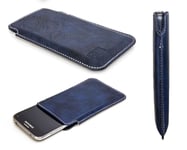 caseroxx Business-Line Poche pour Samsung Galaxy S5 Mini en bleu fait de Cuir ar