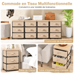 Commode 3 Tiroirs Meuble de Rangement Design Industriel Chambre Café/Gris/Noir