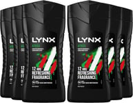 Lynx Africa Bodywash with 12 Hour Mandarin and Sandalwood Scent 6 pack of 225ml