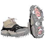 BLUEVER Crampons, 32 Dents Ice Traction Anti-Slip Snow Grips pour Bottes Chaussures pour la Marche, la randonnée, l'escalade, la pêche et l'alpinisme