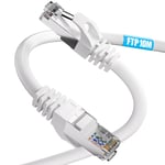 Cat 6 Cable Ethernet 10m, Haute Vitesse Cable RJ45 10m FTP Blindé Câble Réseau, Gigabit Cable Internet 10m, Cat6 Cable LAN 1000Mbps 250MHz 23AWG, Long Câble Patch pour PS4/5 Modem Router (10 Clips)