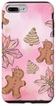 Coque pour iPhone 7 Plus/8 Plus Arbre de Noël mignon en pain d'épice rose et décoration florale pour fille