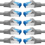 cable ethernet 10 pièces - 1m CAT 7 cable rj45 LAN câble internet gigabit CAT7 Câble réseau gris