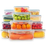 YASHE Food Storage Containers - 24 Pieces (12 Containers & 12 Lids) Plastic Food Containers with Lids, Airtight Pantry & Kitchen Containers, Leak-Proof, Stackable, Reusable