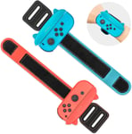 2 Pack Bracelets Pour Nintendo Switch/Switch Oled Joy Con - Sangle De Poignet Réglable Poignée De Manette Pour Just Dance 2025/2024/2023/2022/2021 Et Zumba Burn It Up (Rouge Et Bleu)