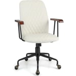 Goplus - Chaise de Bureau Rotative à 360° Rétro avec Accoudoirs, Fauteuil Vintage Réglable en Hauteur, Contrôleur de Tension, Beige