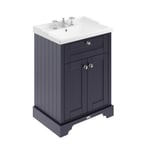 Old London Twilight Blue 600mm 2 Door Vanity Unit and Basin with 3 Tap Holes - L