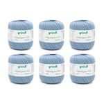 Gründl Fil à crochet 100 uni (fil de coton mercerisé pour le crochet en 100 % coton, 100 g / 566 m, taille d'aiguille : 1,5 - 2, 6 x 100 g), bleu jean