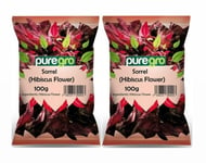 Puregro Dry Sorrel (Hibiscus Flower / Flor de Jamaica) - 100g (PACK OF 2)