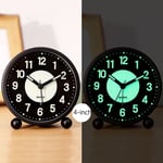 Luminous Bedside Small Alarm Clock Students Kid Non~Ticking Glow Clock Battery