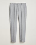 Oscar Jacobson Denz Turn Up Flannel Trousers Light Grey Melang