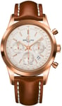 Breitling Watch Transocean Chronograph Mercury Silver Red Gold