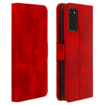 Stand Folio Cover with Card Slots for Samsung Galaxy S20 - Red