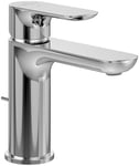 Robinetterie pour lavabo Villeroy & Boch O.novo, robinet de salle de bains avec tirette et cartouche céramique, robinet de lavabo économe en eau, hauteur de bec 105 mm, rond, chromé