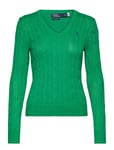 Cable-Knit Cotton V-Neck Sweater Tops Knitwear Jumpers Green Polo Ralph Lauren