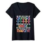 Womens Back To School Funny Teacher We Are Like a Box of Crayons V-Neck T-Shirt