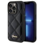 Étui Coque IPHONE 15 Pro Guess Simili Cuir Noir Avec Logo Couleur Dorée