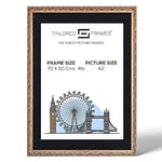 Tailored Frames Vienna Gold 70 x 50 Cm Frame for A2 Picture | Rustic Style Vintage Single Picture Frame | Wall Hanging Type | Photo Frame with Black Mount