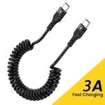 Câble de charge rapide rétractable pour Samsung,Huawei,Xiaomi,Macbook,chargeur d'ordinateur portable,fil de données,ressort USB C vers type C,PD60W,3A - Type Black-2m