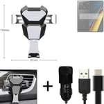  For POCO X6 Pro 5g Airvent mount + CHARGER holder cradle bracket car clamp