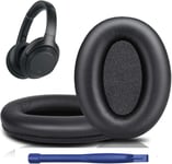 Mousse Coussin Coussinets de Rechange pour Casque Sony WH-1000XM3 (WH1000XM3), Coussinets en Cuir protéiné Plus Doux, Mousse à mémoire de Forme, épaisseur ajoutée (Noir)