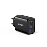 UGREEN 65W Chargeur USB C Rapide 3 Ports Compatible avec iPhone 16 Plus Pro Max 15 14 13 12 11 MacBook Pro Air M3 M2 M1 Galaxy S24 Ultra Plus S23 A15 Pixel 9 8 7 iPad Pro Air Dell XPS 13 (Noir)