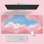 Överdimensionerad musmatta med tecknad natur Laptop Locked Edge Soft Pad Val med rosa moln 900*400*2mm