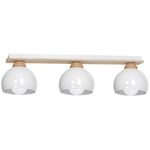 Plafonnier Ina Retro Lampe Plafonnier Blanc Bois Métal Abat-Jours Ø 15Cm 3X E27