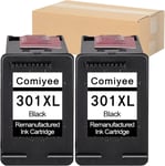 2 Noir Cartouches d'encre Remanufactured pour 301 XL 301XL Compatible pour DeskJet 2540 1510 2510 1050 1050A 2050 2050A 3050 3050A 3055A 1000 1010 Envy 4500 4507 5530 5532 OfficeJet 2620 4630