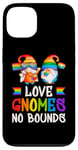 Coque pour iPhone 13 LGBT, couples de nains de jardin, couleurs arc-en-ciel