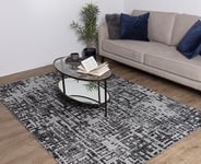 Asiatic Edits Tapis d'intérieur à Poils Ras - Motif Abstrait Gris Anthracite - pour Salon, Chambre à Coucher, véranda et Couloir - Grande Surface - Facile à Nettoyer - Ne perd Pas Ses Poils - 120 x