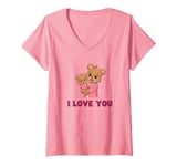 Womens Funny I LOVE YOU Mom Baby Bear Mama & Baby Twinning Outfits V-Neck T-Shirt