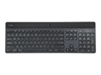 Targus Ecosmart - Tastatur - Bærekraftig Energiutvinning - Full Size - Bakteriedrepende Middel - Bakgrunnsbelyst - Trådløs - Bluetooth 5.0 - Qwerty - Spansk - Svart - Recycled Packaging