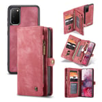 Samsung CaseMe Galaxy S20 Zipper Wallet kotelot - Punainen