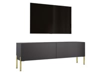 Meuble TV  Anthracite Avec Pieds En Or, 140 X 52 X 32 Cm