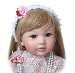 Reborn Baby Dolls 60 Cm 24 'Main Réaliste Reborn Babies Filles Princesse Soft Touch Réaliste Bébé Poupée Longs Cheveux Blonds pour Jouets Cadeaux Bébés pour Enfant de 3 Ans et Plus Jouets