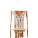 Tlily - TagèRe Murale en Macramé, éTagèRe de Rangement Suspendue Flottante en Bois DéCoration Murale BohèMe