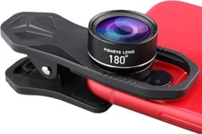 Objectif fisheye 180 °, pour iPhone, Samsung, Pixel, Blackberry, etc., avec Clip, Objectif de téléphone Portable, Objectif anamorphique, Images drôles