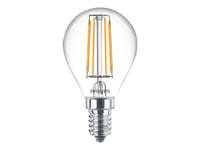 Philips Classic Ledluster - Led-Glödlampa - Form: P45 - Klar Finish - E14 - 4.3 W (Motsvarande 40 W) - Klass A++ - Varmt Vitt Ljus - 2700 K