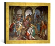 'Encadré Image de Julius Schnorr de Carol Champ "kriemhilds Mort. 1849. fresque dans la salle des Salles de Vengeance (Nibelung) l'Art de Résidence de Munich, Impression dans le cadre de haute qualité Photos fait main, 40 x 30 cm, Doré Raya