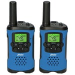 Alecto FR-115 Set de Deux Talkie Walkies pour Enfants - Walki Talki avec portée jusqu'à 7 kilomètres - 8 canaux - Lampe de Poche intégrée - Ecran éclairé - Bleu/Noir