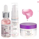 ClaRose Anti-ageing Face Kit - Face Cream 50ml, Face Serum 30ml and Eye Cream 30ml with Organic Rose oil, Hyaluronic Acid and Retinol