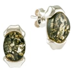 Be-Jewelled Sterling Silver Oblong Cognac Earrings